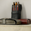 Pen Boutique Yak Leather Triple Pen Holder - Crazy Horse - Black/Red - Pen Boutique Ltd