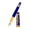 David Oscarson Tree of Life Fountain Pen - Sapphire Blue with Orange and Green-Pen Boutique Ltd