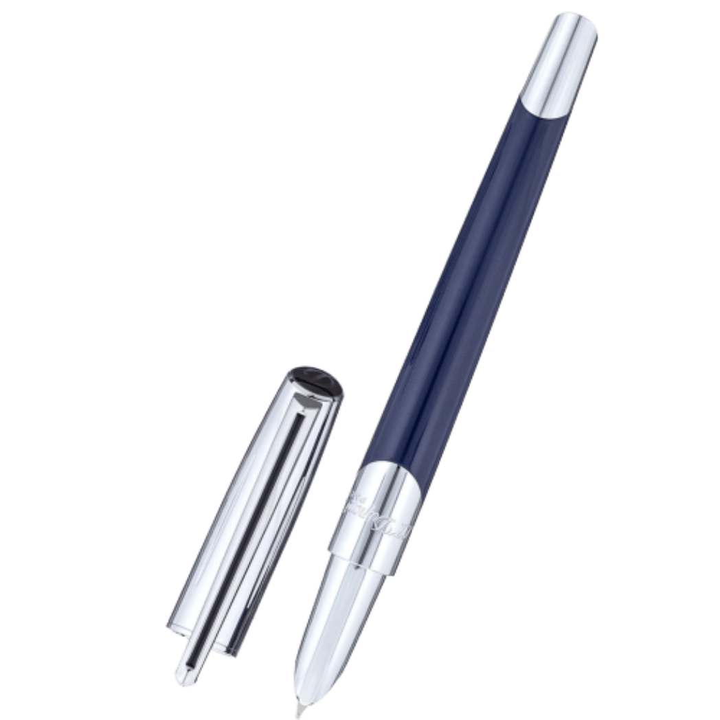 ST Dupont Defi Millennium Silver/Blue Navy Fountain Pen - Pen Boutique Ltd