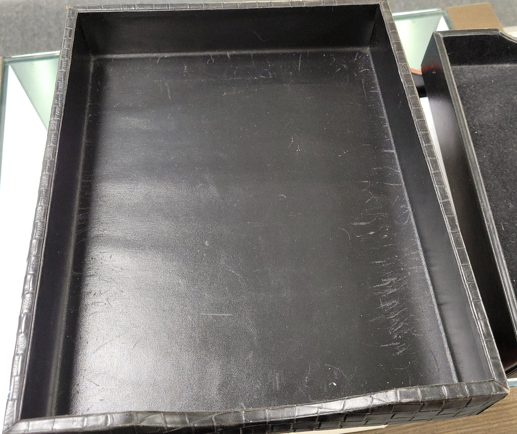 (Outlet) Bosca Letter Tray without Lid in Black Basket Weave - Pen Boutique Ltd