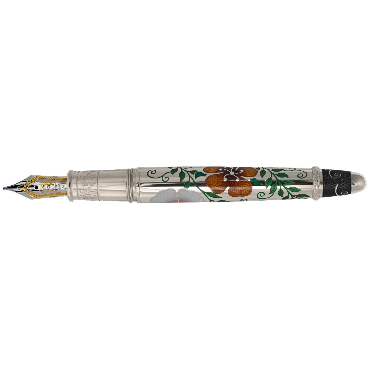 David Oscarson Carl Linnaeus Fountain Pen - Black Moss with Multi-Colored Translucent Hard Enamel - Pen Boutique Ltd