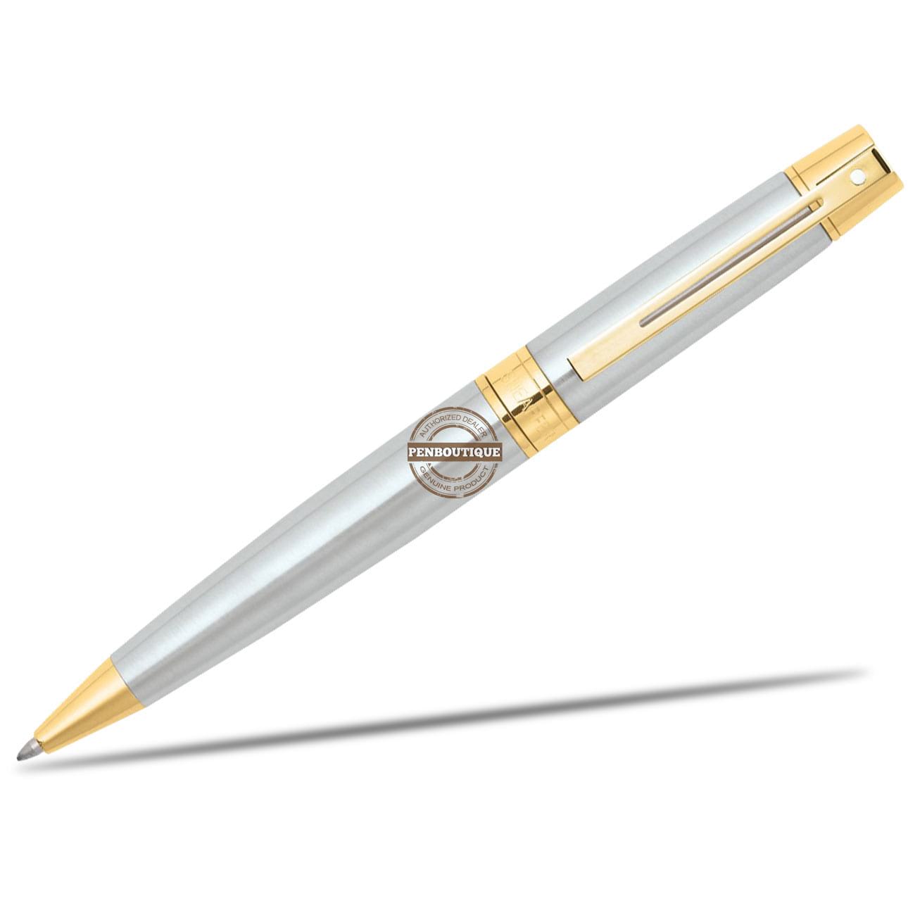 Sheaffer 300 Brushed Chrome w/ Gold Trim Ballpoint Pen-Pen Boutique Ltd