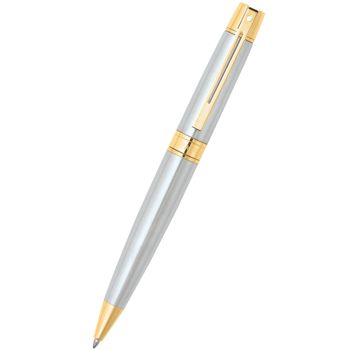 Sheaffer 300 Brushed Chrome w/ Gold Trim Ballpoint Pen-Pen Boutique Ltd