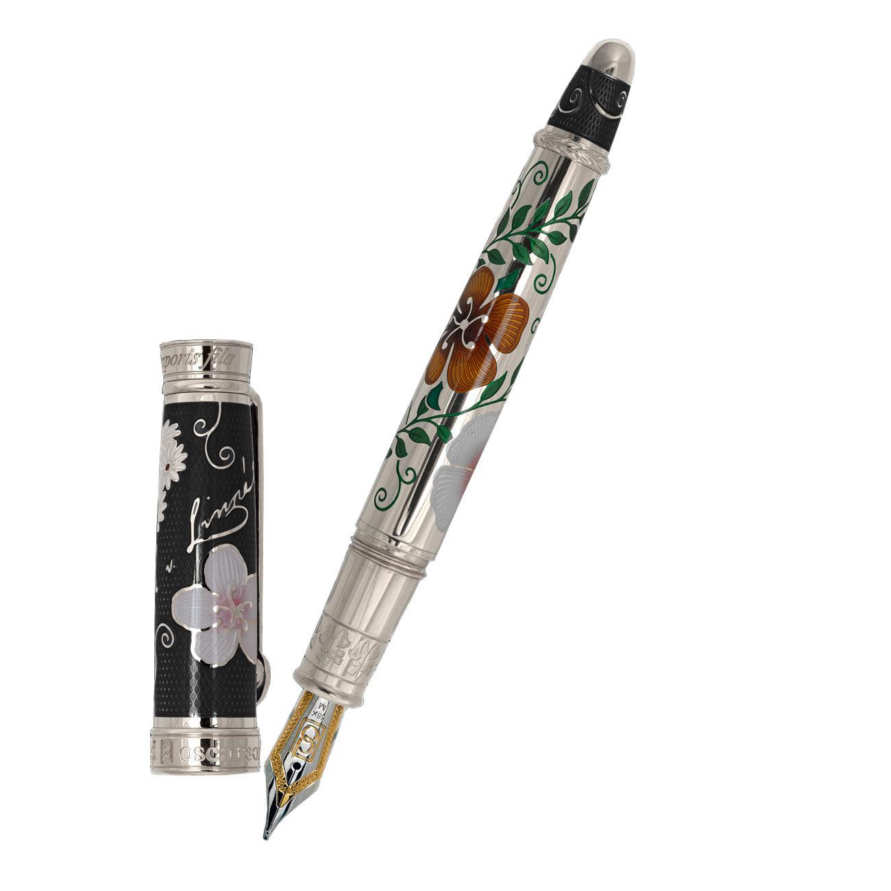 David Oscarson Carl Linnaeus Fountain Pen - Black Moss with Multi-Colored Translucent Hard Enamel - Pen Boutique Ltd