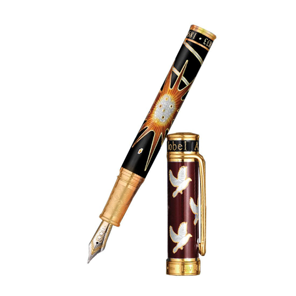 David Oscarson Alfred Bernhard Nobel Fountain Pen - Red Gold w/ Black Barrel - Pen Boutique Ltd