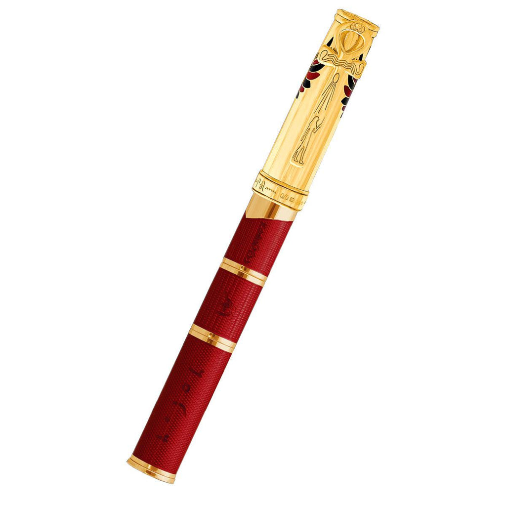 David Oscarson Rosetta Stone Rollerball Pen - Translucent Black and Opaque Black and Red Hard Enamel w/ Gold vermeil - Pen Boutique Ltd