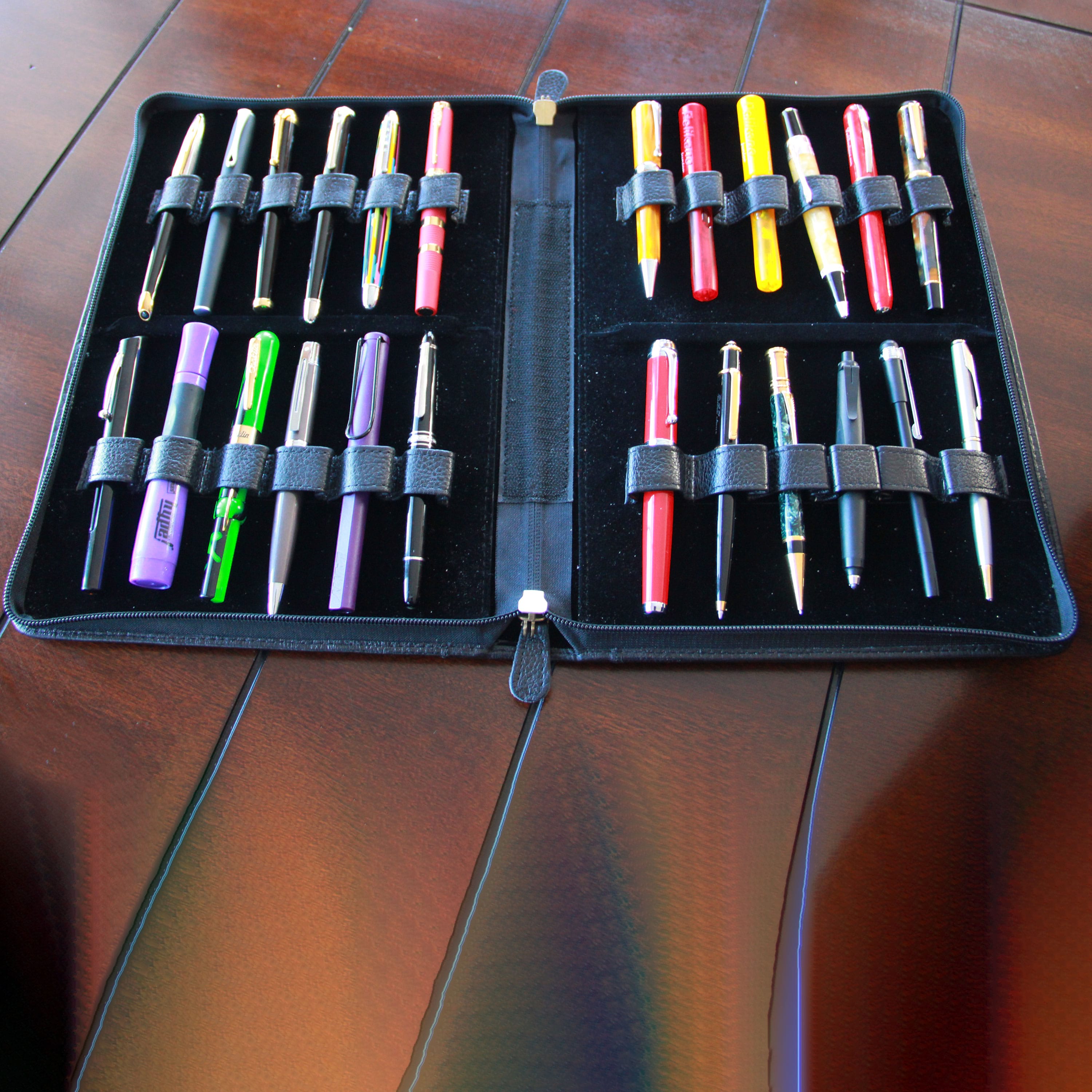 Yak Leather Premium Leather 24 Pen Case Brown-Pen Boutique Ltd