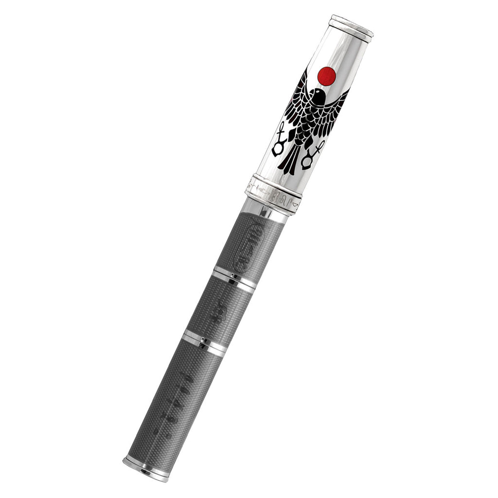 David Oscarson Rosetta Stone Rollerball Pen - Translucent Grey and Opaque Black and Red Hard Enamel-Pen Boutique Ltd
