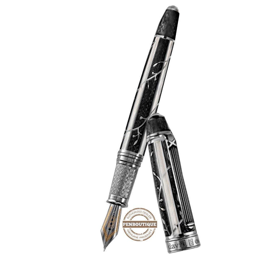 David Oscarson Trellis Fountain Pen - Limited Edition - Black & White/Rhodium Vermeil - Pen Boutique Ltd