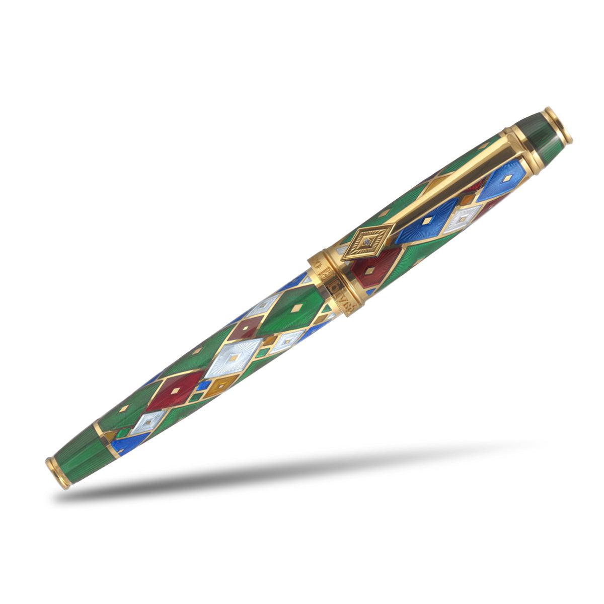 David Oscarson Harlequin Rollerball Pen - Emerald Green - Pen Boutique Ltd