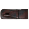 Yak Leather Premium Leather Two Pen Pouch with Flap Brown-Pen Boutique Ltd