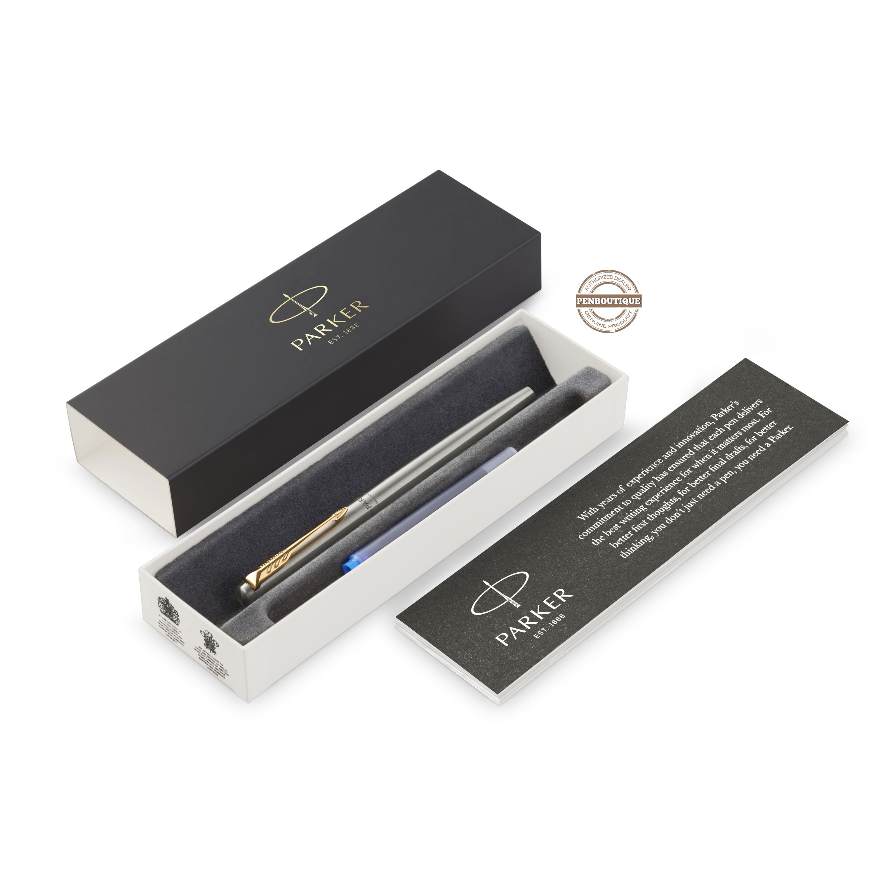 Parker Jotter Fountain Pen - Gold Trim - Stainless Steel - Pen Boutique Ltd