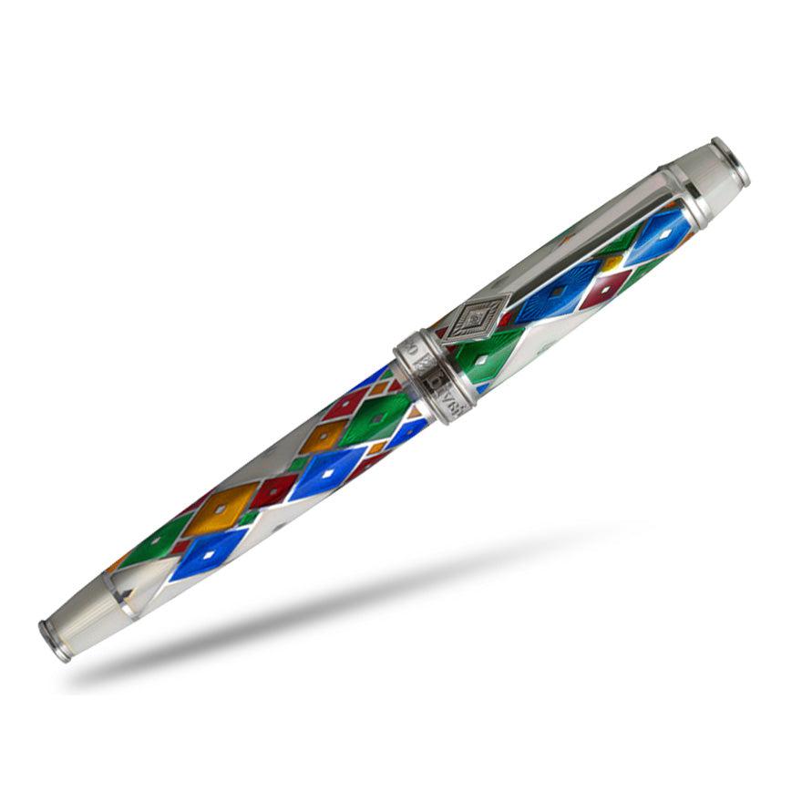David Oscarson Harlequin Rollerball Pen - Opalescent White/Pearl - Pen Boutique Ltd