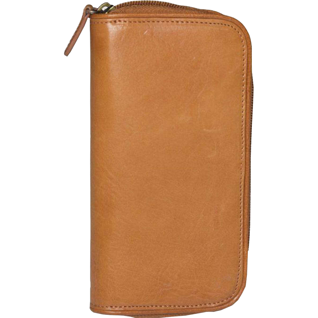Aston Leather Tan Zipper 2-Pen Case-Pen Boutique Ltd