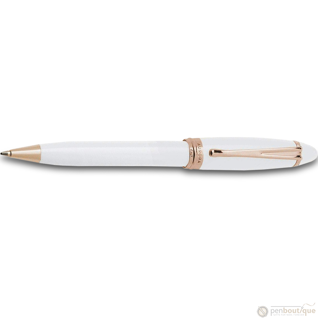 Aurora Ipsilon Ballpoint Pen - Seasons - Winter White - Rose Gold Trim-Pen Boutique Ltd