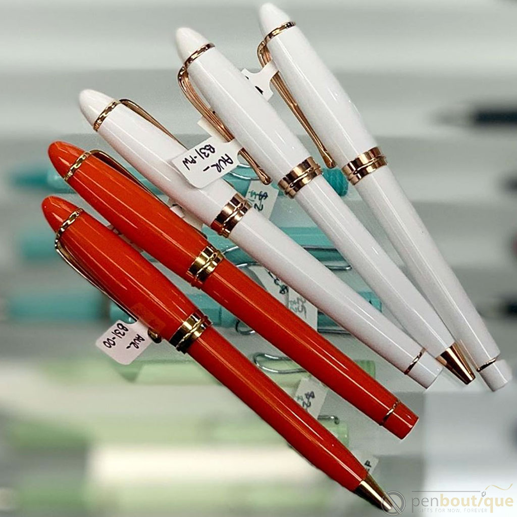 Aurora Ipsilon Ballpoint Pen - Seasons - Winter White - Rose Gold Trim-Pen Boutique Ltd