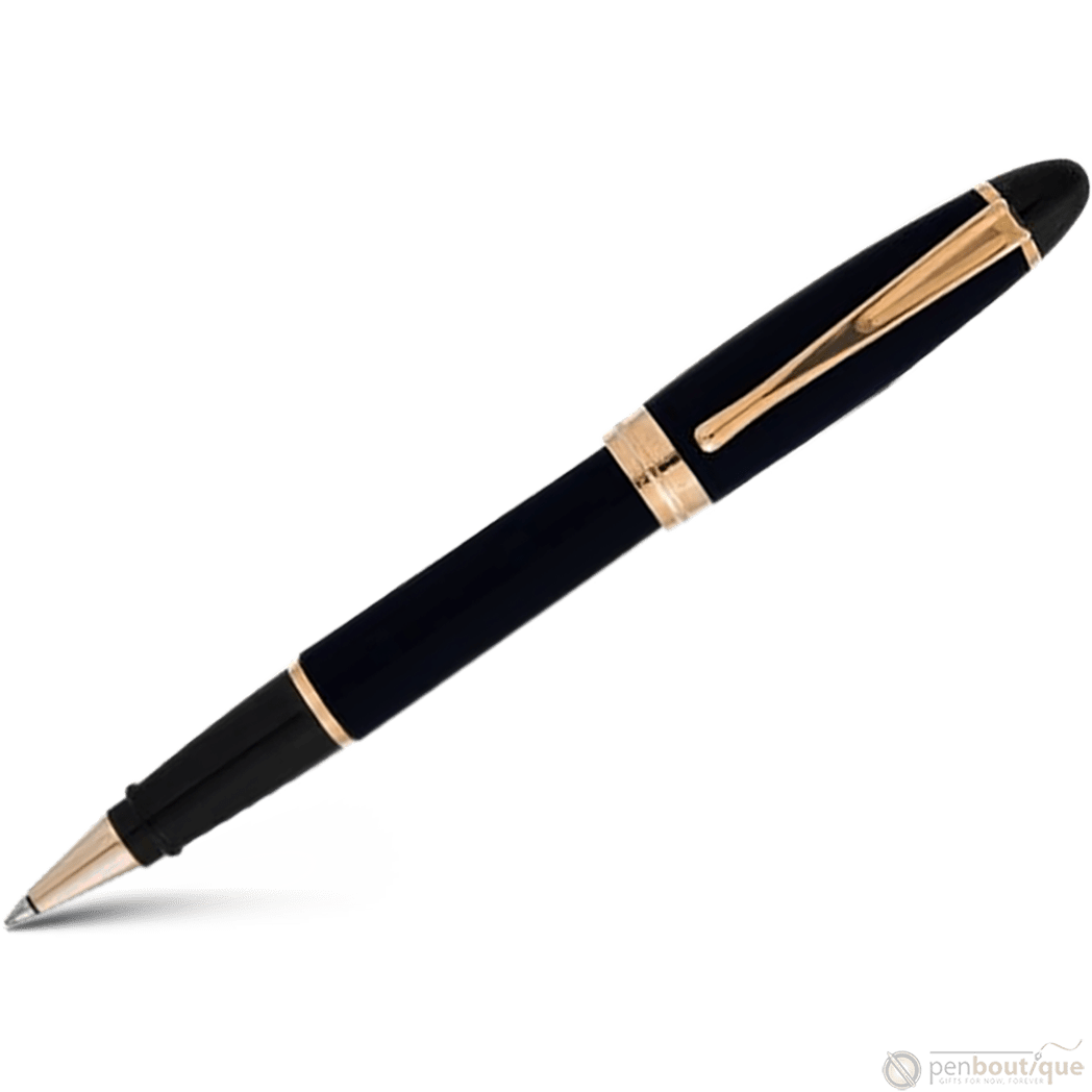 Aurora Ipsilon Rollerball Pen - Satin Black - Rose Gold Trim - Pen Boutique Ltd