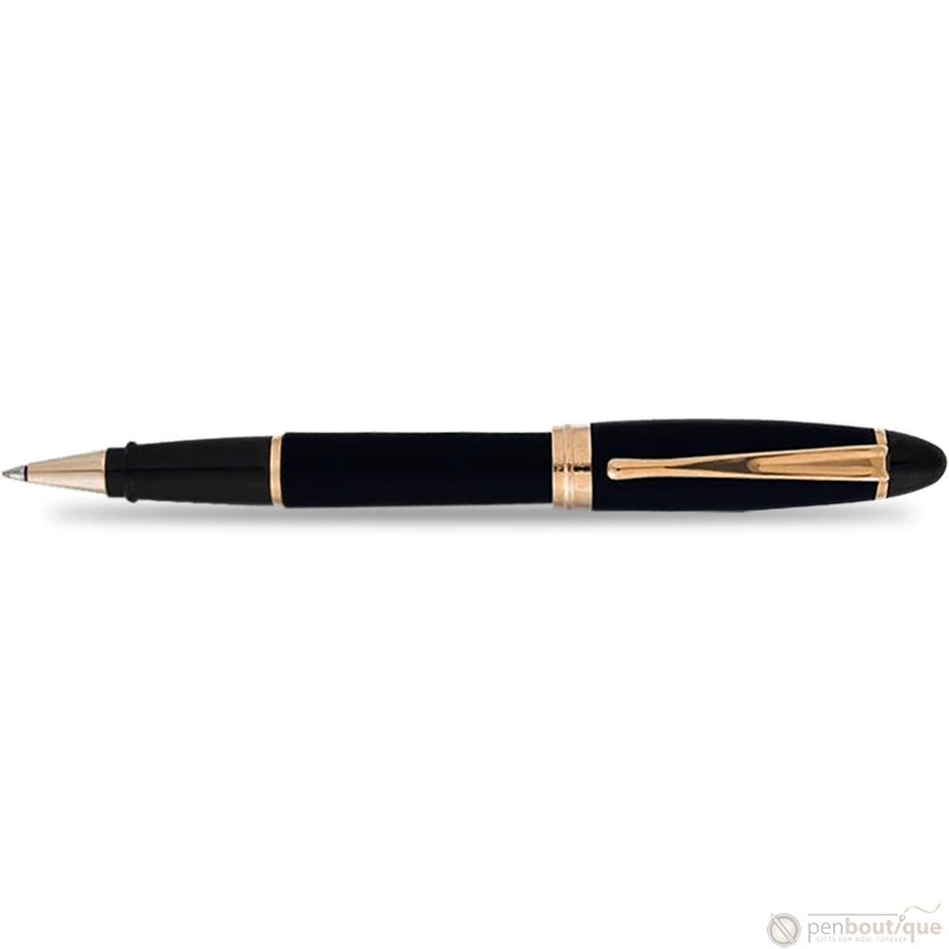 Aurora Ipsilon Rollerball Pen - Satin Black - Rose Gold Trim - Pen Boutique Ltd
