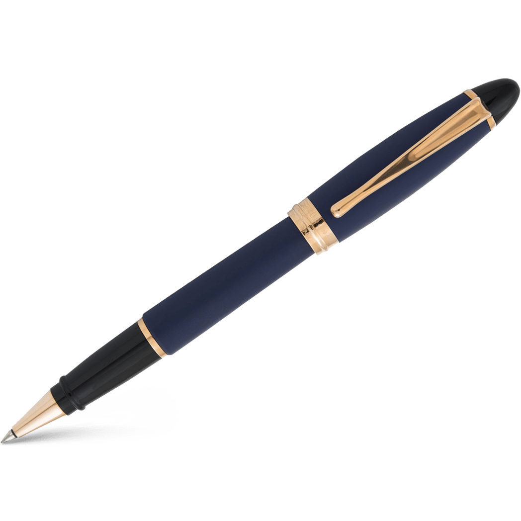 Aurora Ipsilon Rollerball Pen - Satin Blue - Rose Gold Trim - Pen Boutique Ltd