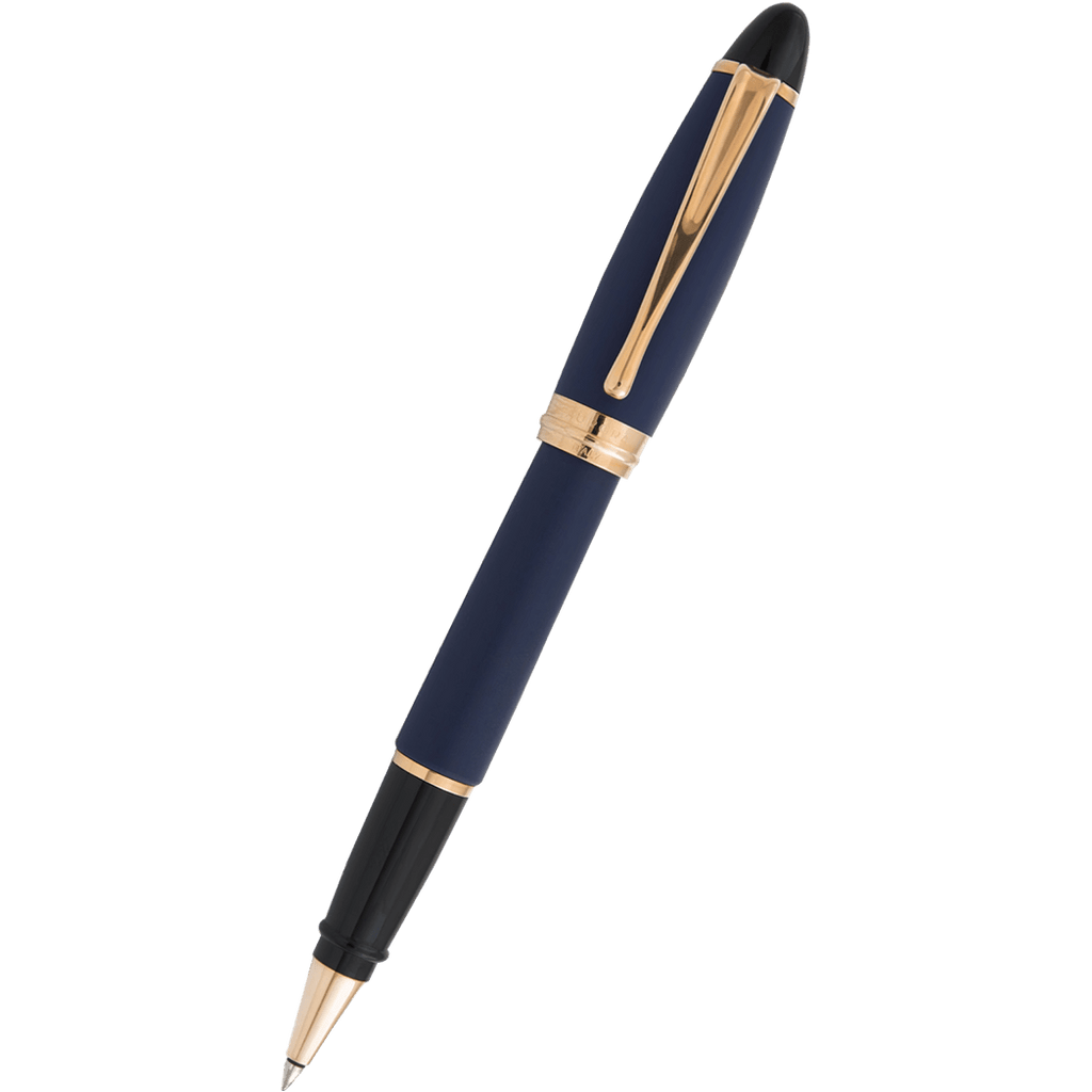 Aurora Ipsilon Rollerball Pen - Satin Blue - Rose Gold Trim - Pen Boutique Ltd