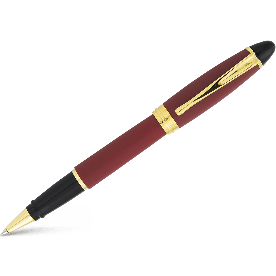 Aurora Ipsilon Rollerball Pen - Satin Burgundy - Gold Trim - Pen Boutique Ltd