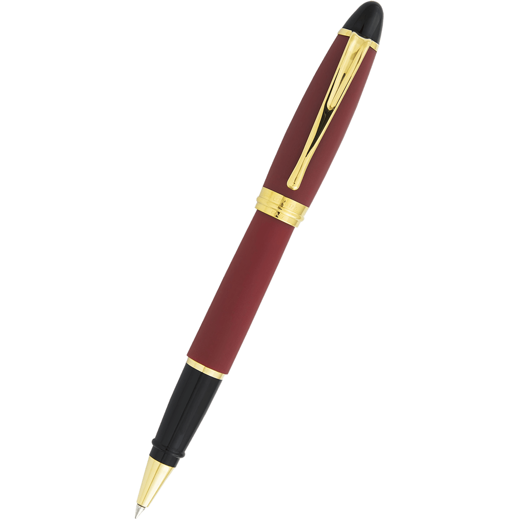 Aurora Ipsilon Rollerball Pen - Satin Burgundy - Gold Trim - Pen Boutique Ltd