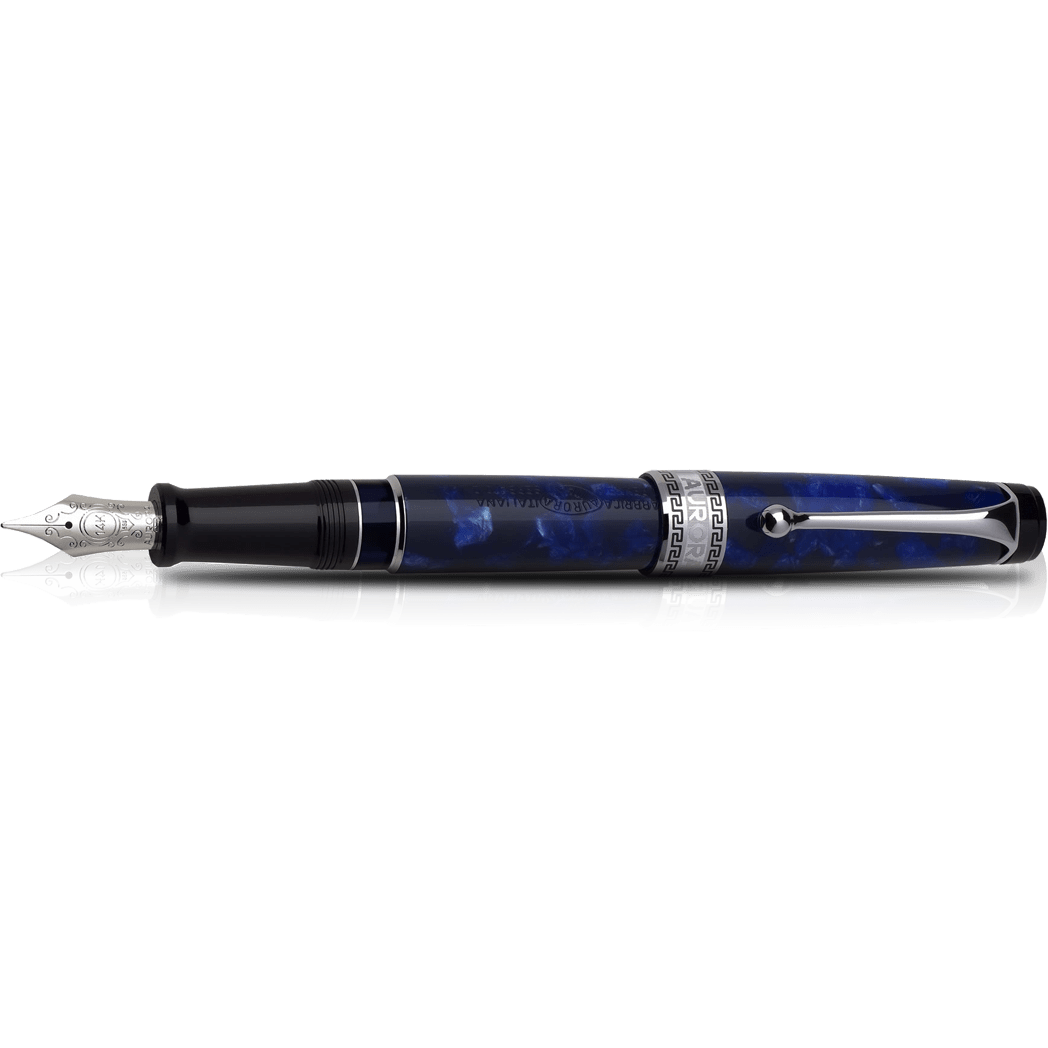 Aurora Optima Auroloide Fountain Pen - Blue - Silver Trim - Pen Boutique Ltd