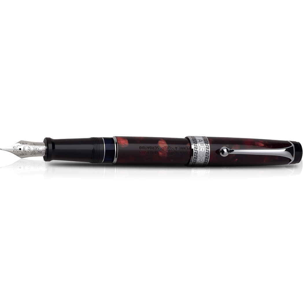 Aurora Optima Auroloide Fountain Pen - Burgundy - Silver Trim - Pen Boutique Ltd