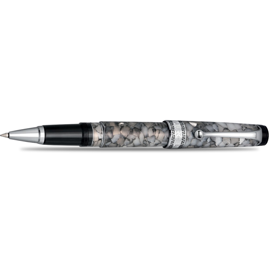 Aurora Optima Auroloide Rollerball Pen - Nero Perla - Silver Trim-Pen Boutique Ltd