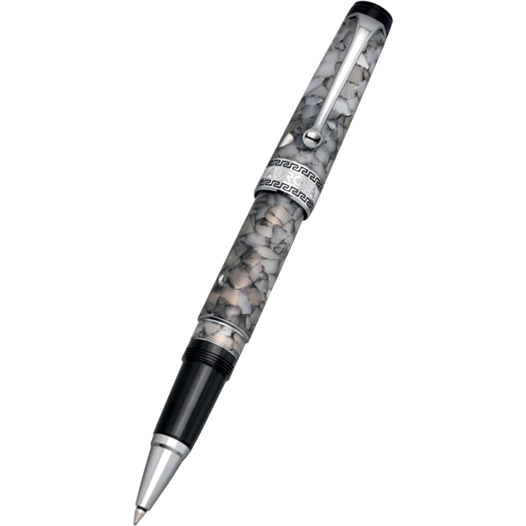Aurora Optima Auroloide Rollerball Pen - Nero Perla - Silver Trim-Pen Boutique Ltd
