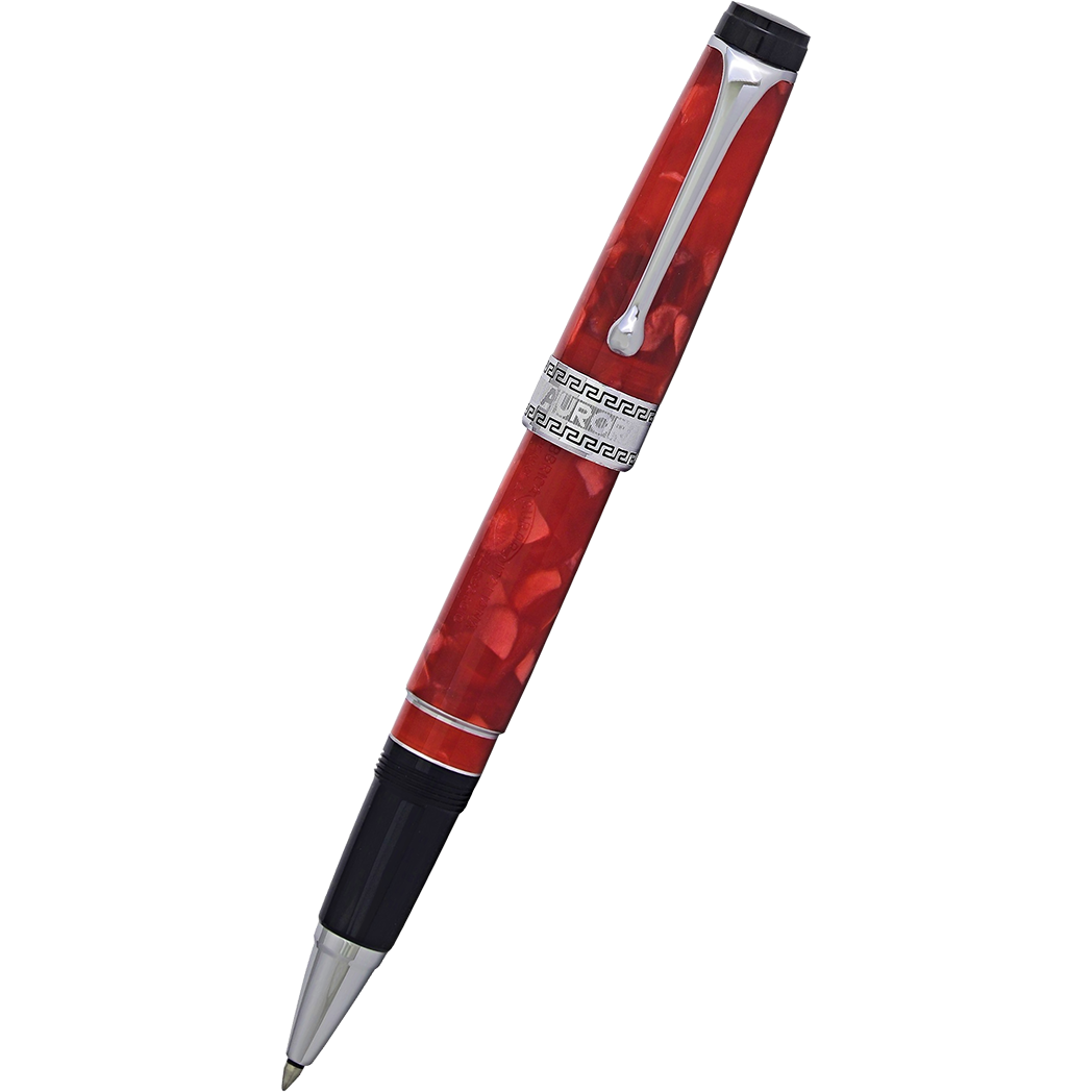 Aurora Optima Auroloide Rollerball Pen - Rossa - Chrome Trim-Pen Boutique Ltd