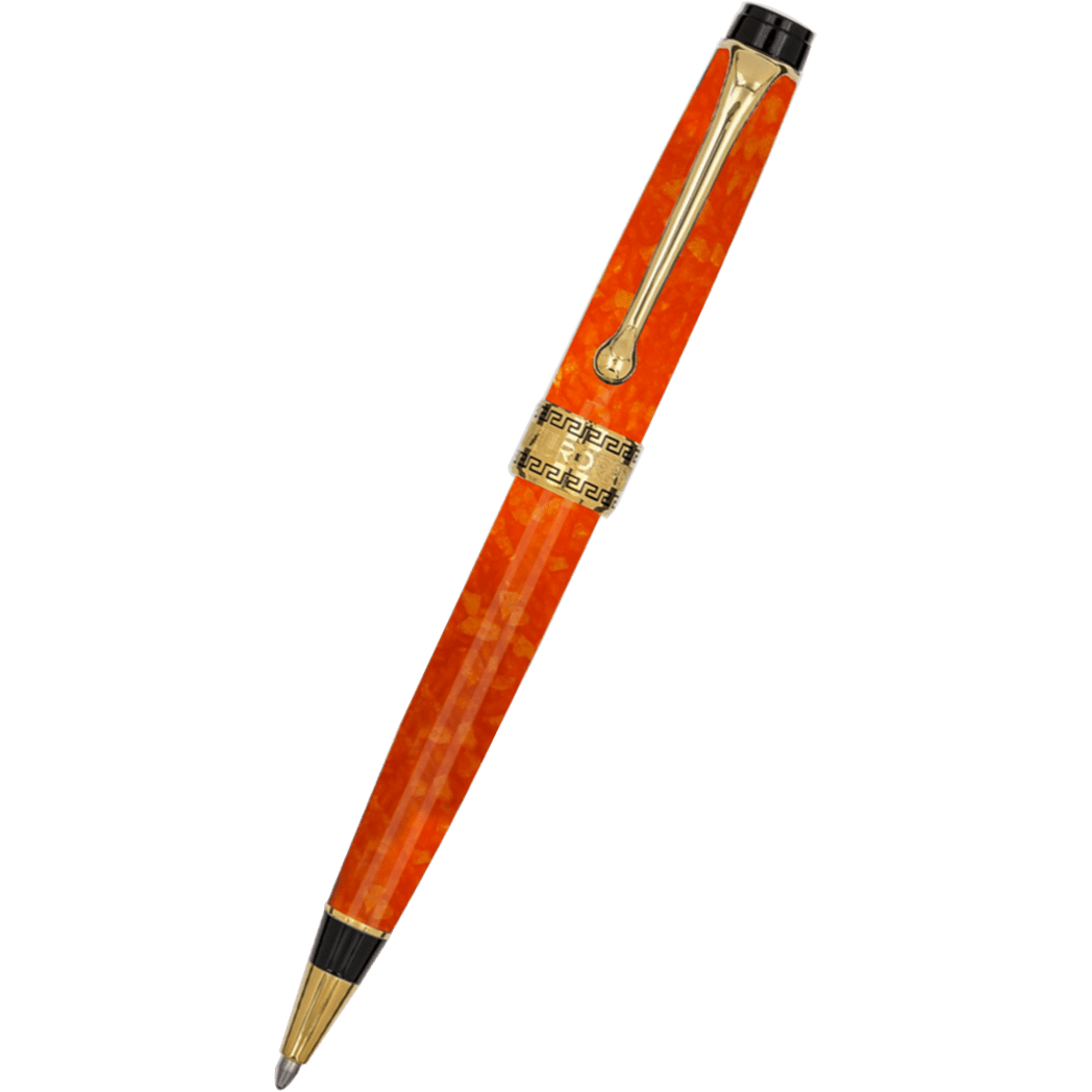 Aurora Optima Ballpoint Pen - Marbled Orange Auroloide - Pen Boutique Ltd