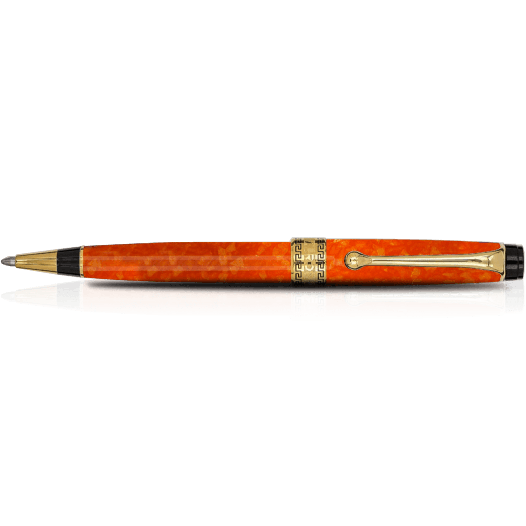 Aurora Optima Ballpoint Pen - Marbled Orange Auroloide - Pen Boutique Ltd