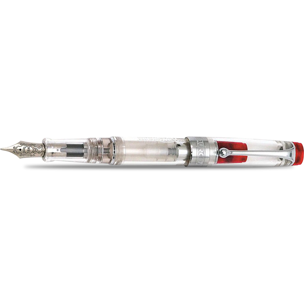 Aurora Optima Demonstrator Fountain Pen - Red - Chrome Trim-Pen Boutique Ltd