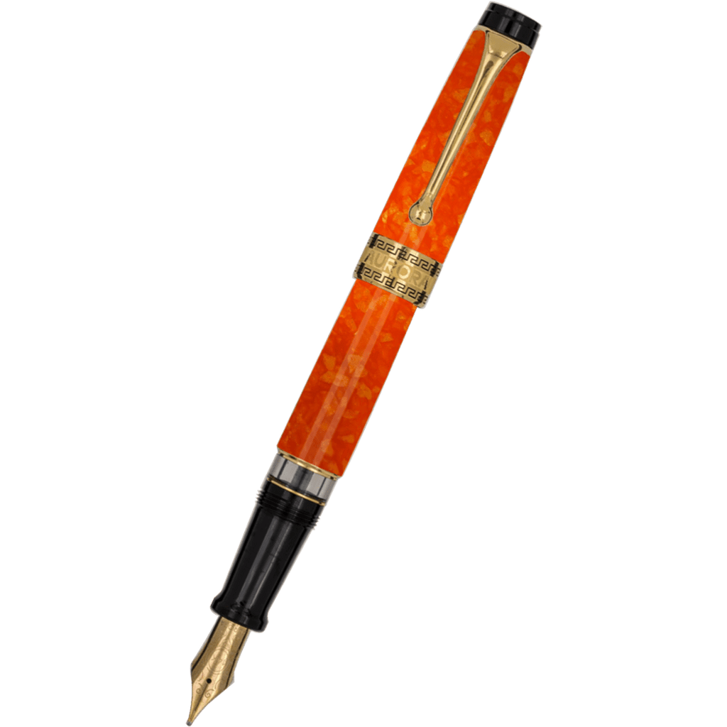 Aurora Optima Fountain Pen - Marbled Orange Auroloide-Pen Boutique Ltd