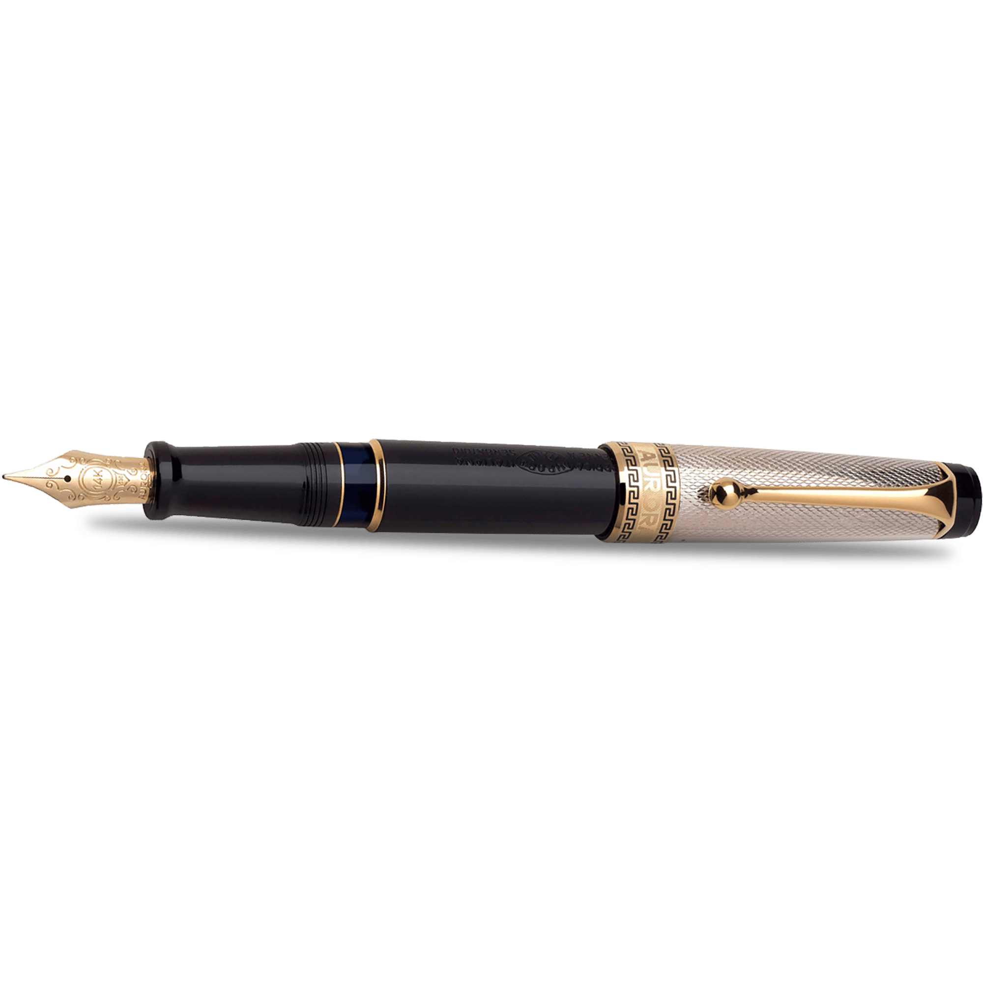 Aurora Optima Fountain Pen - Black - Sterling Silver Cap - Pen Boutique Ltd