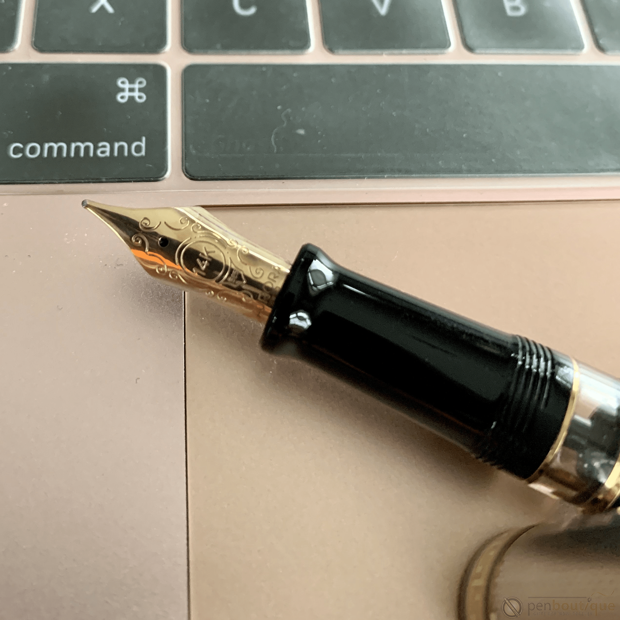 Aurora Optima Fountain Pen - Black - Sterling Silver Cap - Pen Boutique Ltd