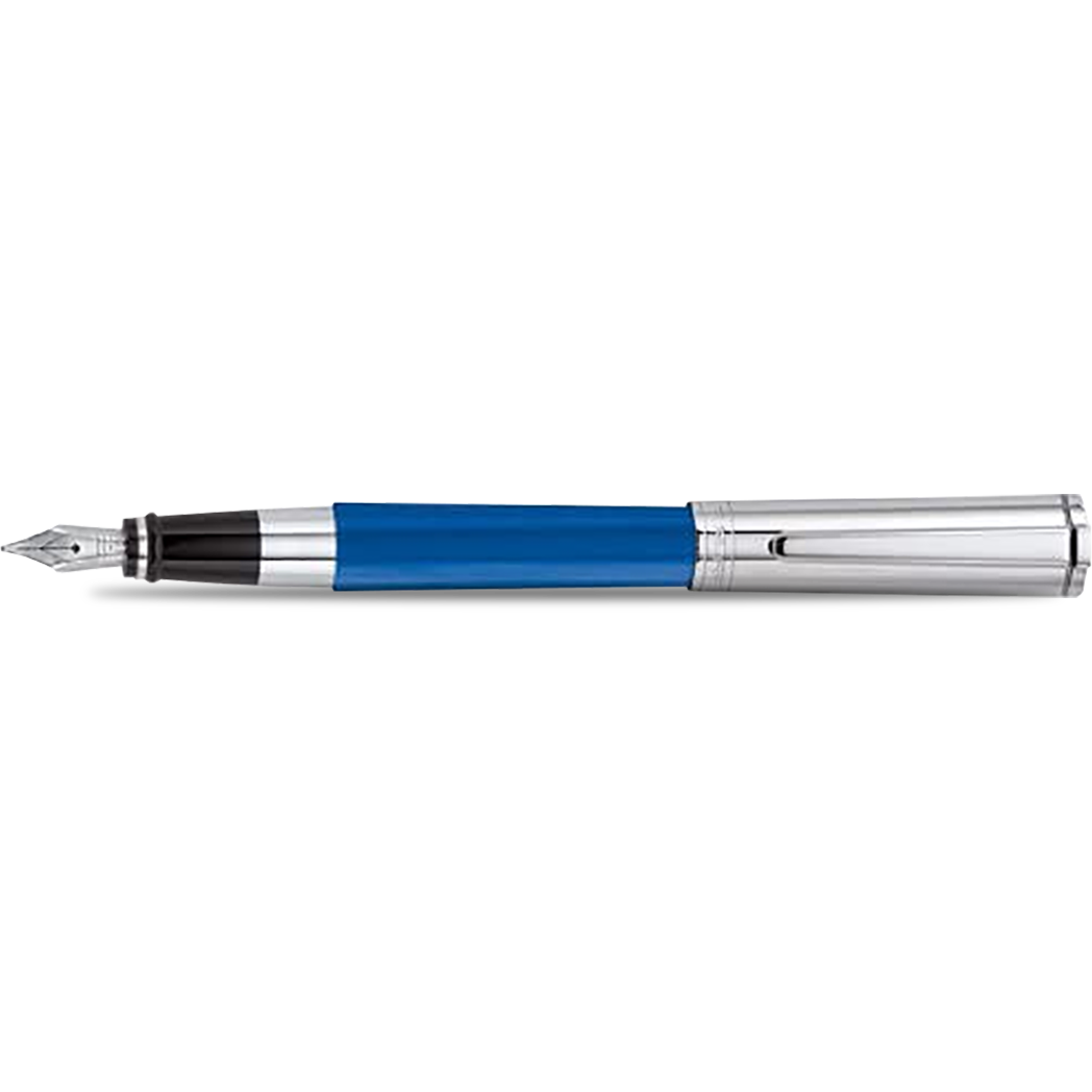 Aurora TU Fountain Pen - Blue - Chrome - Italic-Pen Boutique Ltd