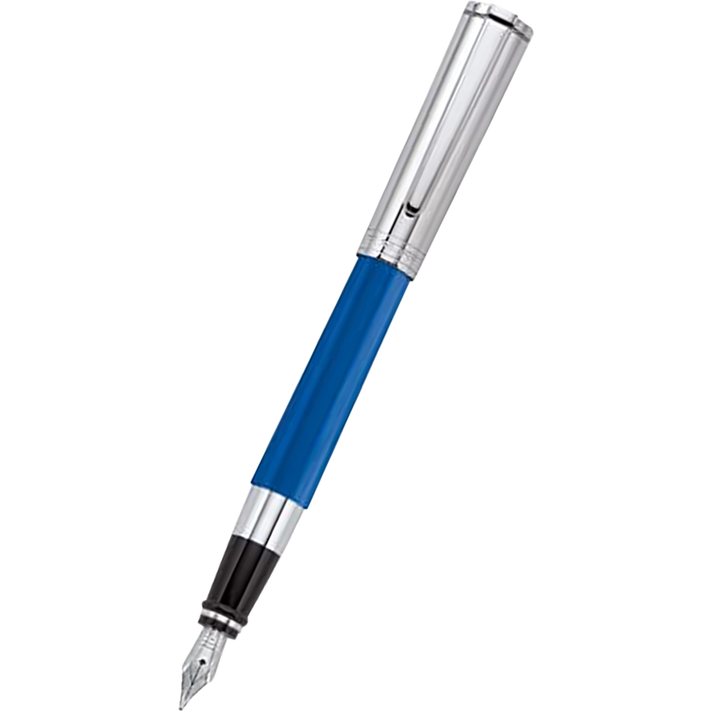 Aurora TU Fountain Pen - Blue - Chrome - Italic-Pen Boutique Ltd