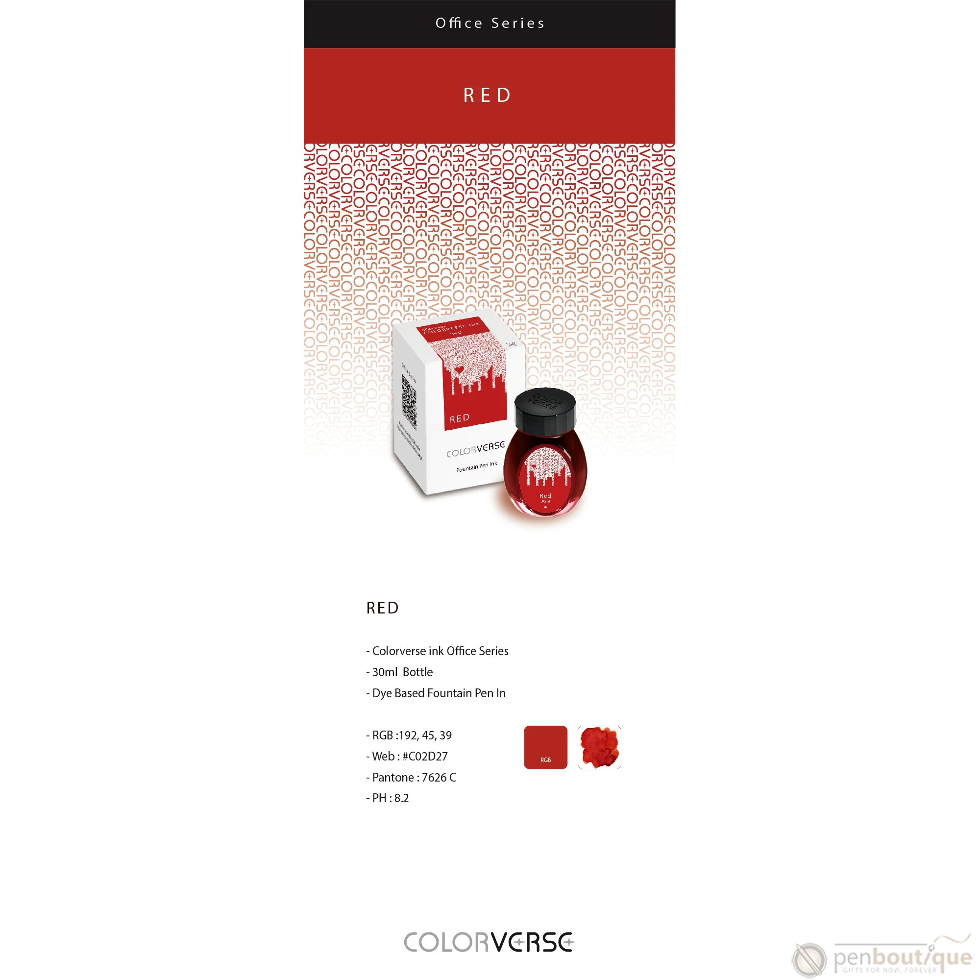 Colorverse Ink - Office Series - Red - 30ml-Pen Boutique Ltd