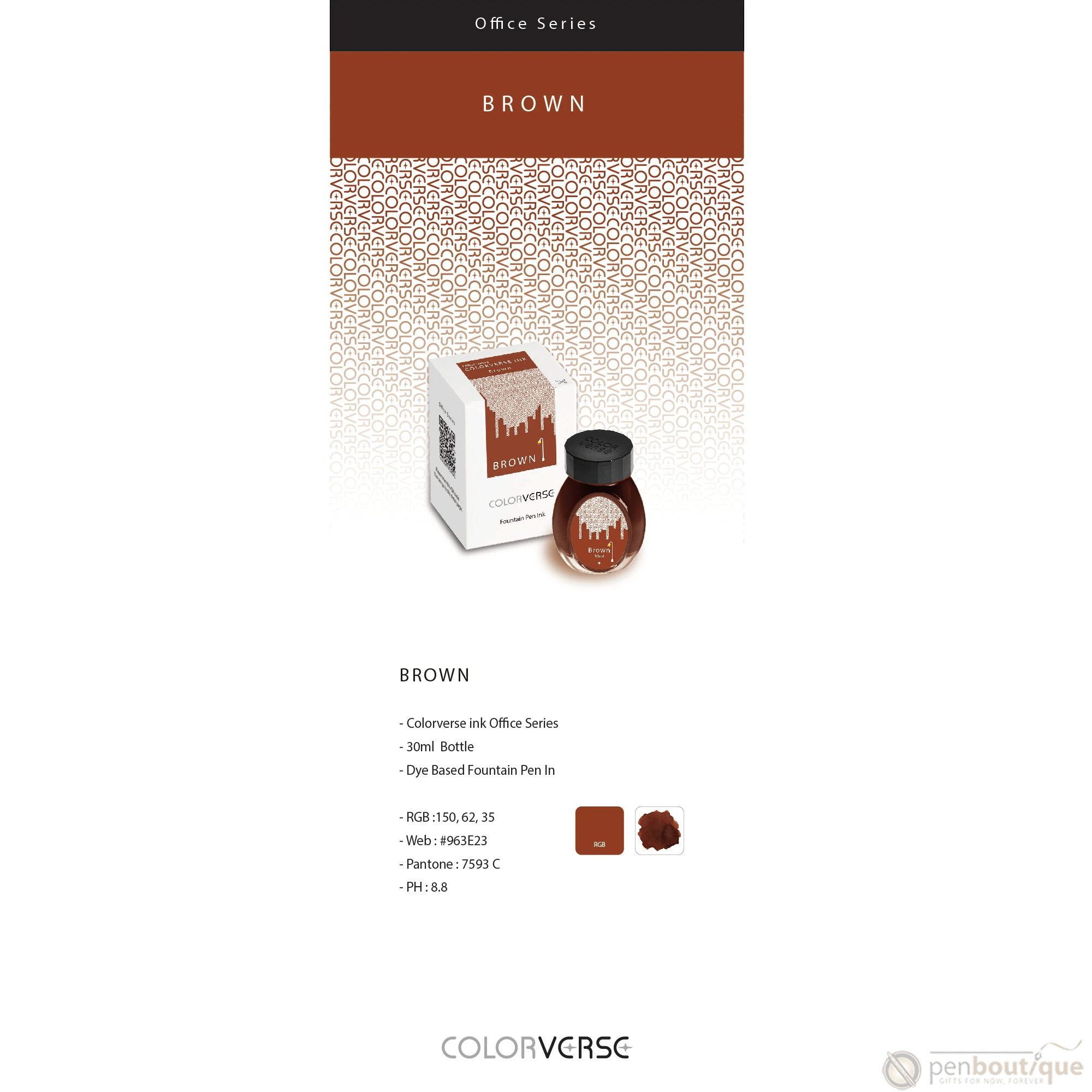 Colorverse Ink - Office Series - Brown - 30ml - Pen Boutique Ltd