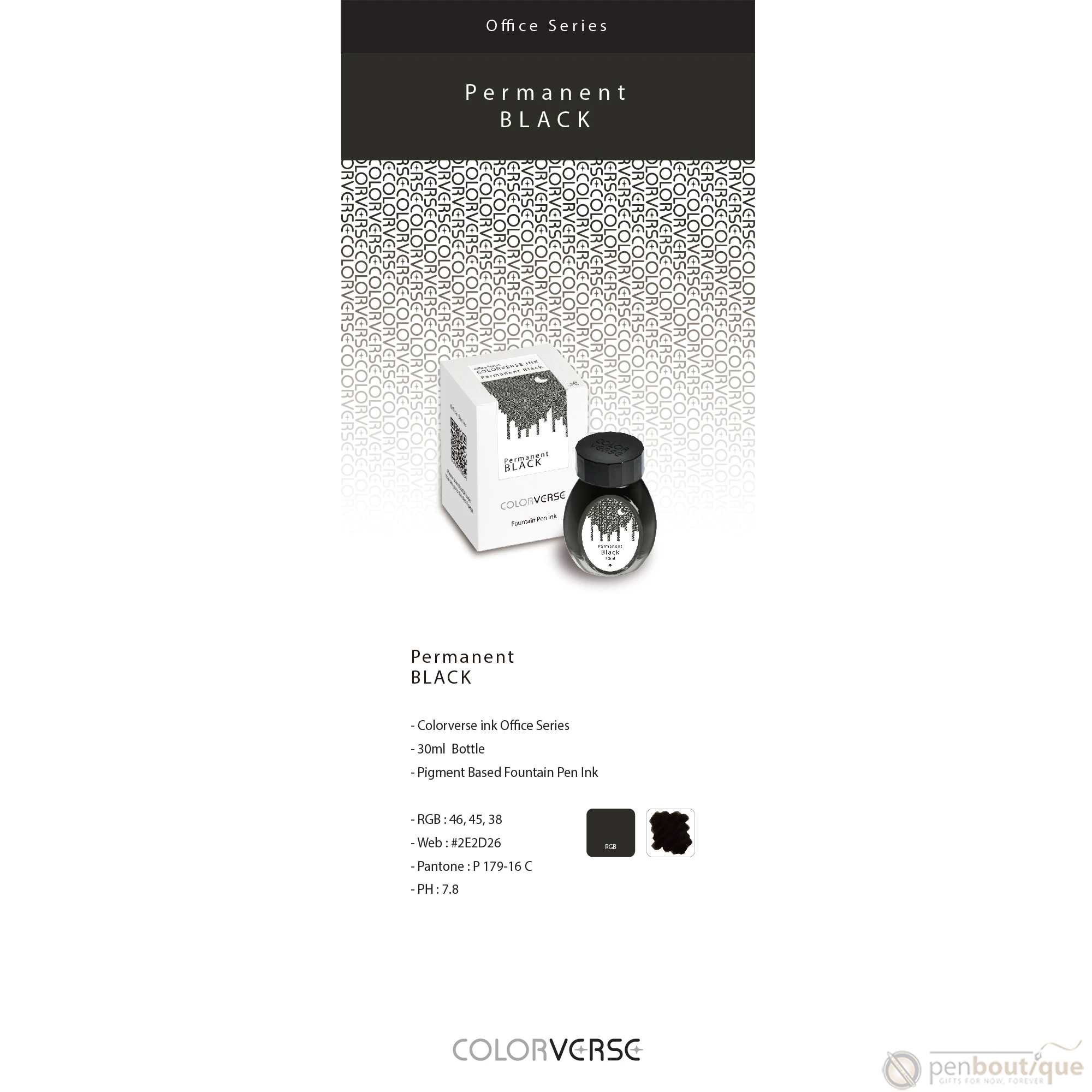 Colorverse Ink - Office Series - Permanent Black - 30ml-Pen Boutique Ltd
