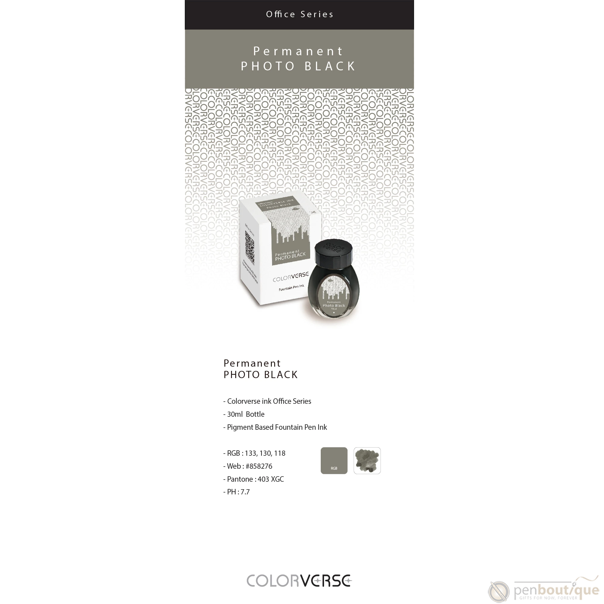 Colorverse Ink - Office Series - Permanent Photo Black - 30ml-Pen Boutique Ltd