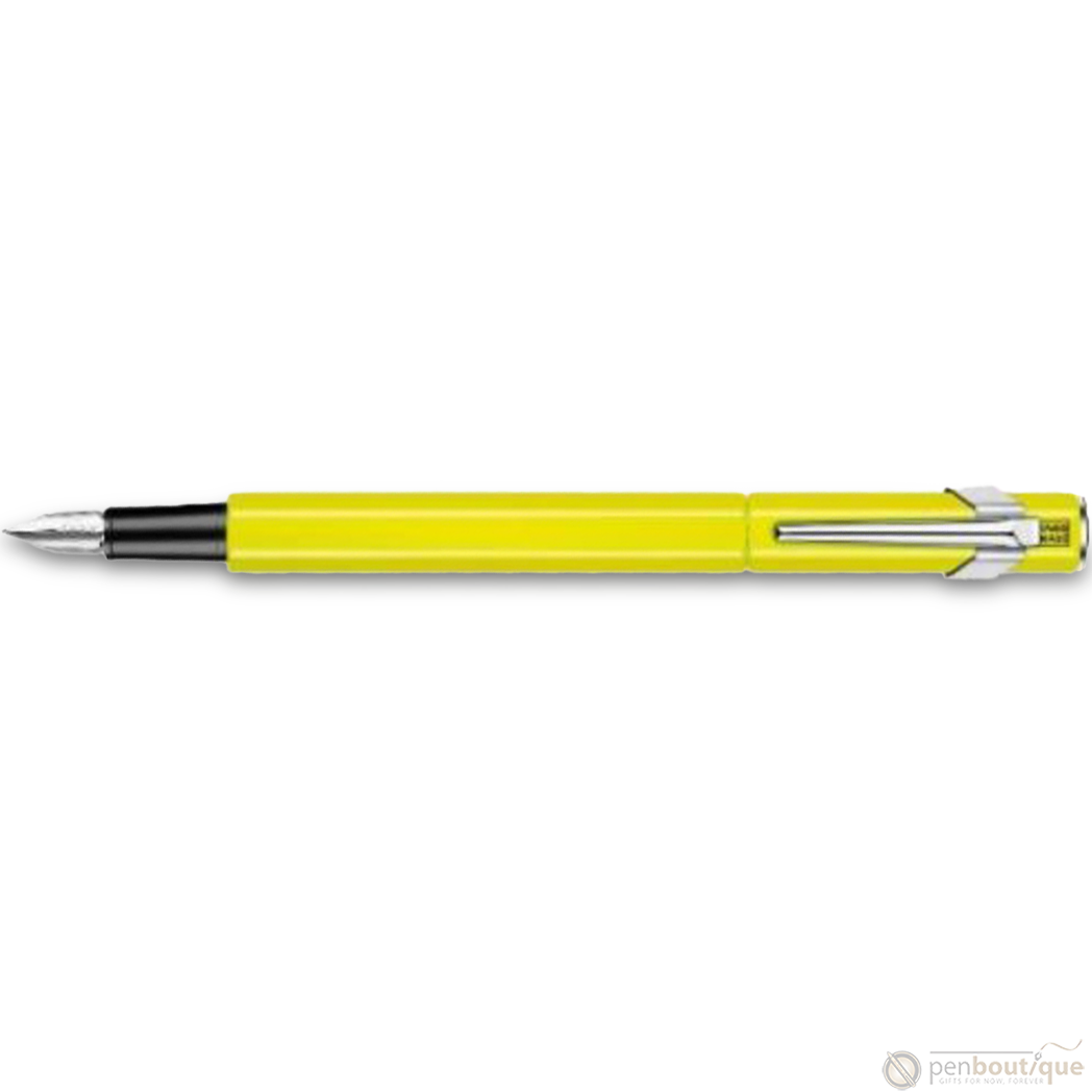Caran D' Ache 849 Metal Fountain Pen - Yellow Fluorescent - Fine Nib-Pen Boutique Ltd