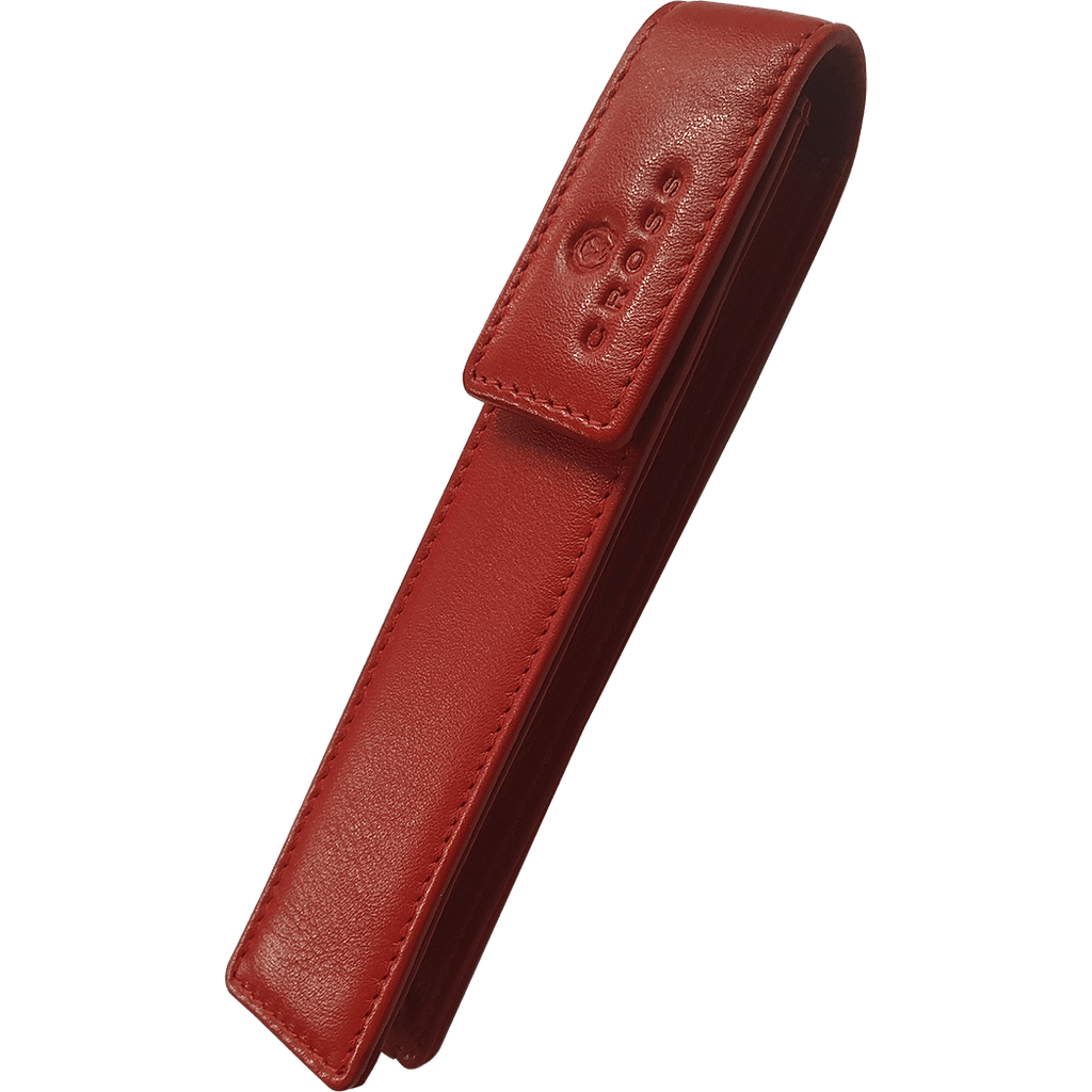 Cross Red Leather Single Pen Case Flap - Pen Boutique Ltd