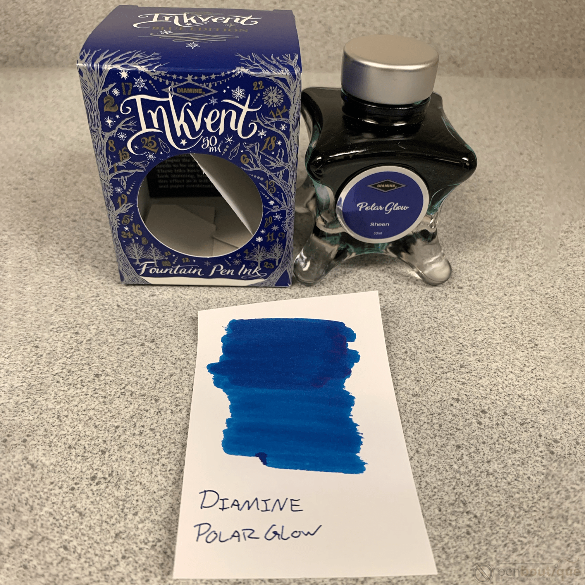 Diamine Ink Bottle - 2019 Inkvent - Blue Edition - Sheen Ink Bottle - Polar Glow - 50ml - Pen Boutique Ltd