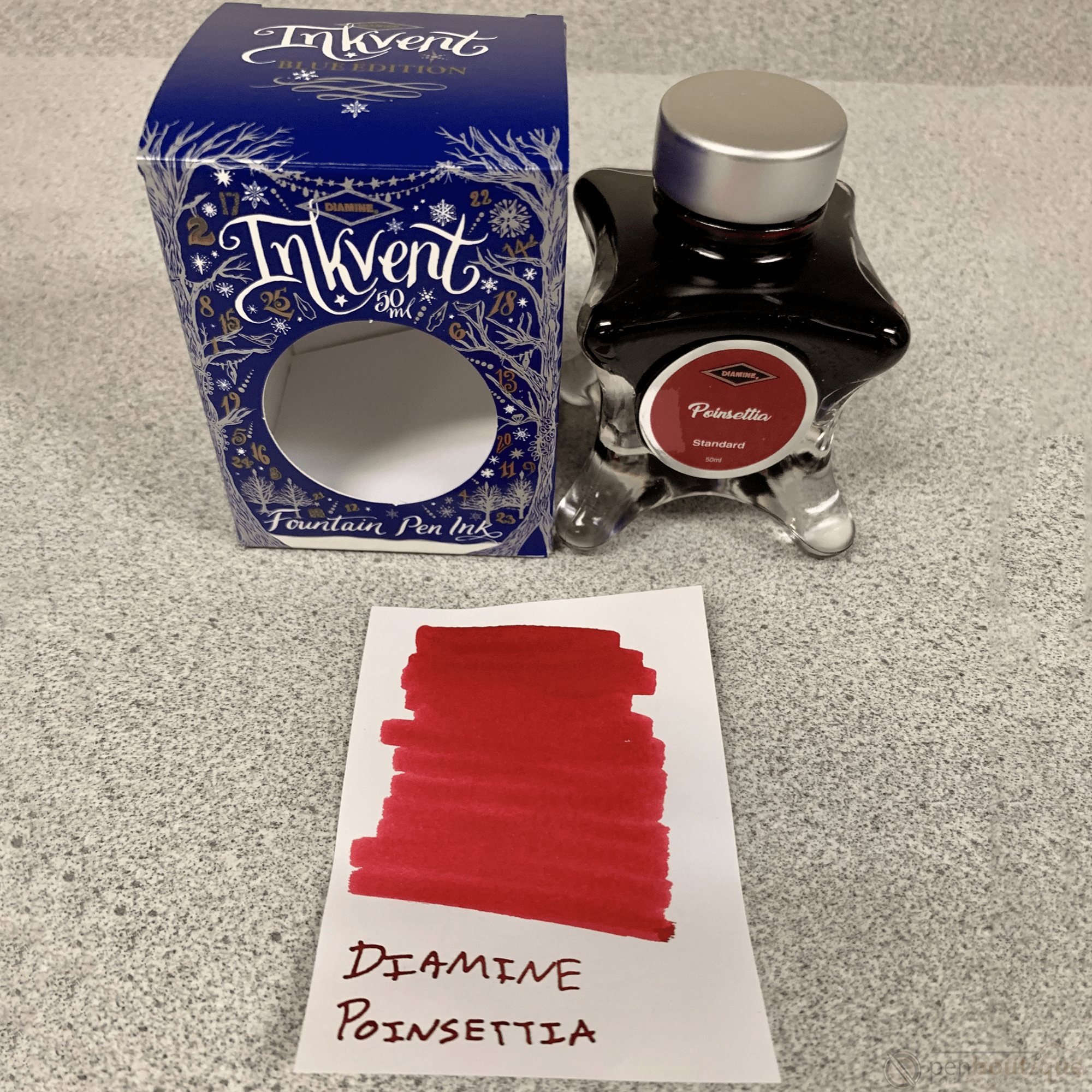 Diamine Ink Bottle - 2019 Inkvent - Blue Edition - Standard Ink Bottle - Standard - Poinsettia - 50ml - Pen Boutique Ltd