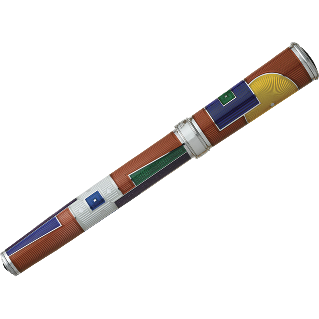 David Oscarson 15th Anniversary/American Art Deco Rollerball Pen -Translucent Citrine with Multi-colored Enamel-Pen Boutique Ltd