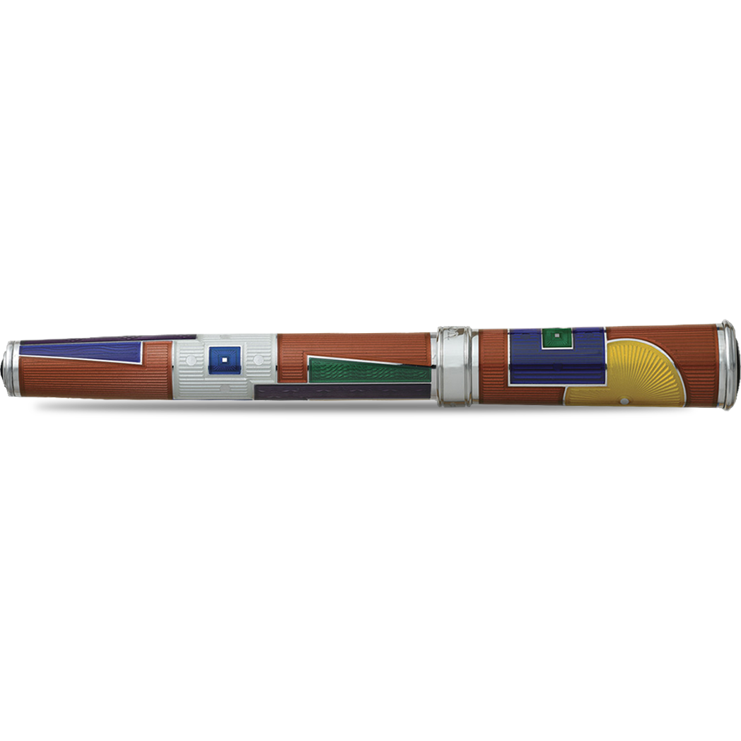 David Oscarson 15th Anniversary/American Art Deco Rollerball Pen -Translucent Citrine with Multi-colored Enamel-Pen Boutique Ltd