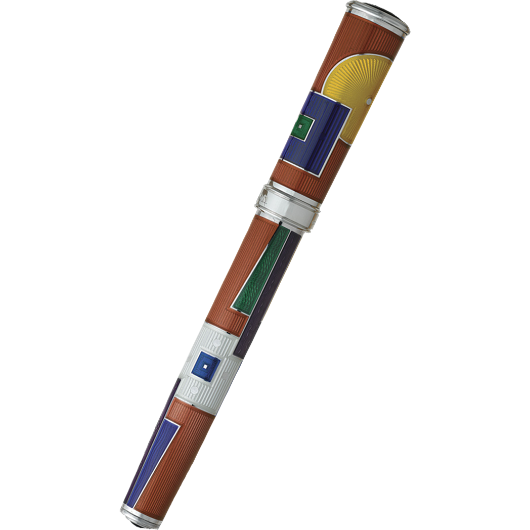 David Oscarson 15th Anniversary/American Art Deco Rollerball Pen -Translucent Citrine with Multi-colored Enamel-Pen Boutique Ltd